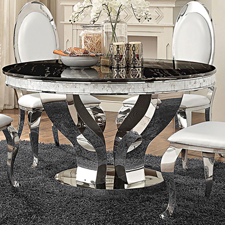 Anchorage Round Dining Table Chrome and Black - (107891)