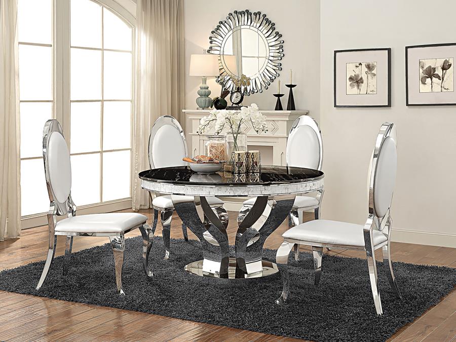 Anchorage Round Dining Table Chrome and Black - (107891)