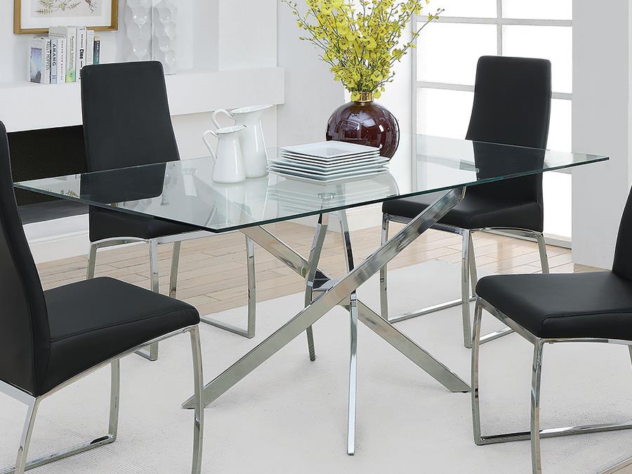 Carmelo X-shaped Dining Table Chrome and Clear - (107931)