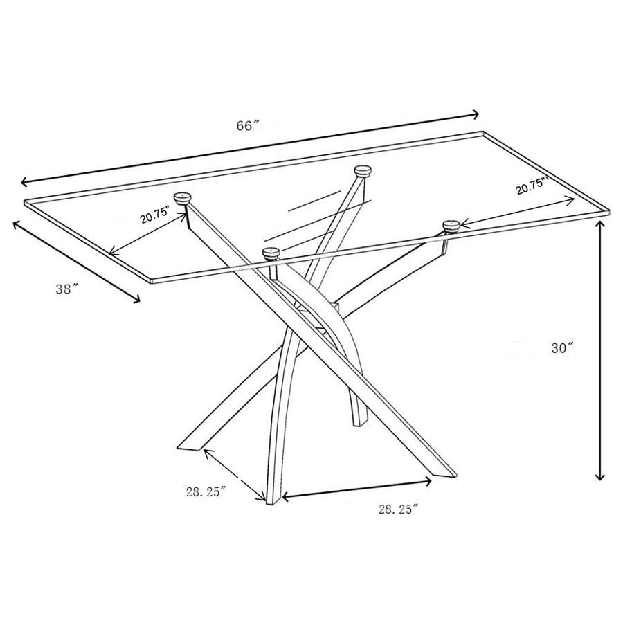 Carmelo X-shaped Dining Table Chrome and Clear - (107931)