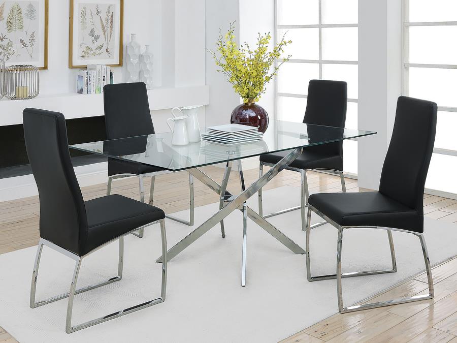 Carmelo X-shaped Dining Table Chrome and Clear - (107931)