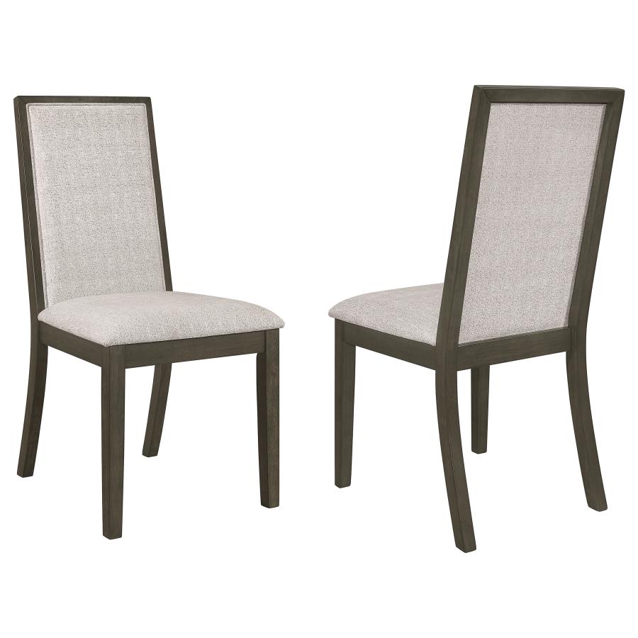 Kelly Upholstered Solid Back Dining Side Chair Beige and Dark Grey (set of 2) - (107962)