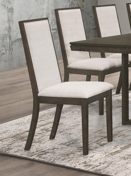 Kelly Upholstered Solid Back Dining Side Chair Beige and Dark Grey (set of 2) - (107962)