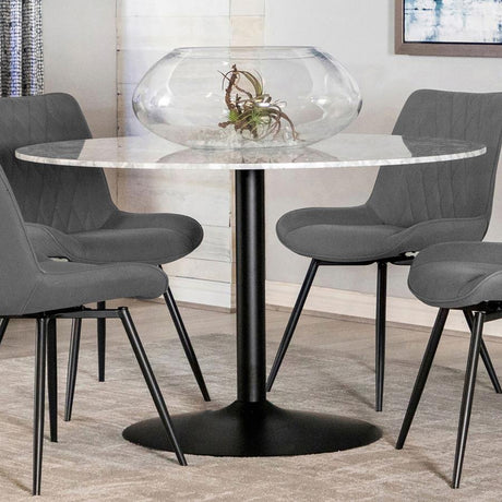 Bartole Round Dining Table White and Matte Black - (108020)