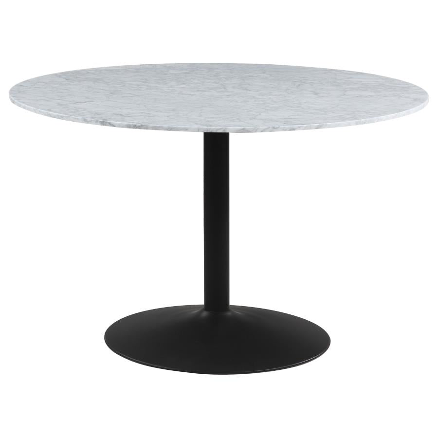 Bartole Round Dining Table White and Matte Black - (108020)