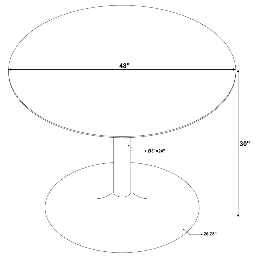 Bartole Round Dining Table White and Matte Black - (108020)