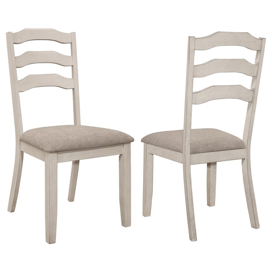 Ronnie Ladder Back Padded Seat Dining Side Chair Khaki and Rustic Cream (set of 2) - (108052)