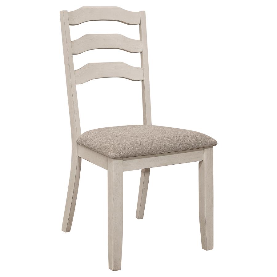 Ronnie Ladder Back Padded Seat Dining Side Chair Khaki and Rustic Cream (set of 2) - (108052)