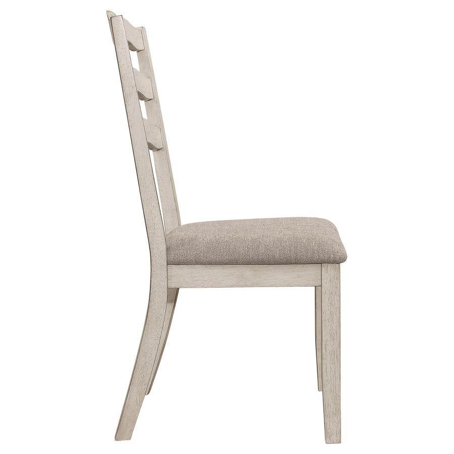 Ronnie Ladder Back Padded Seat Dining Side Chair Khaki and Rustic Cream (set of 2) - (108052)