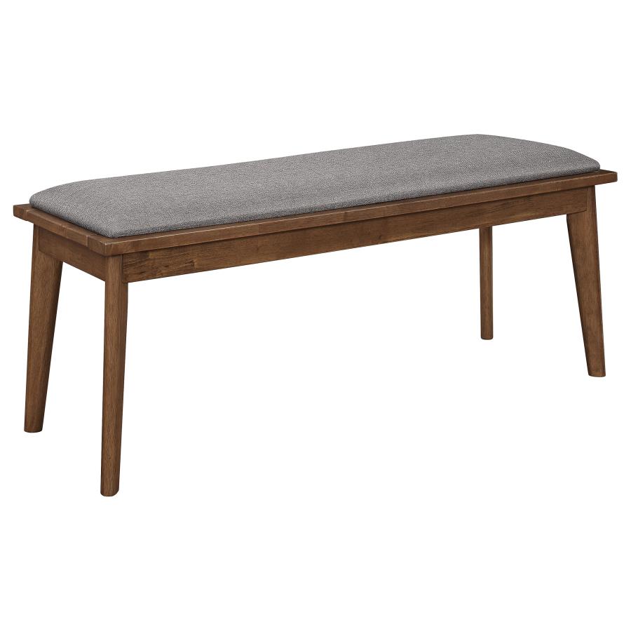 Alfredo Upholstered Dining Bench Grey and Natural Walnut - (108083)