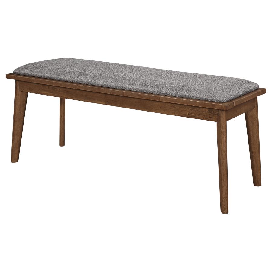 Alfredo Upholstered Dining Bench Grey and Natural Walnut - (108083)