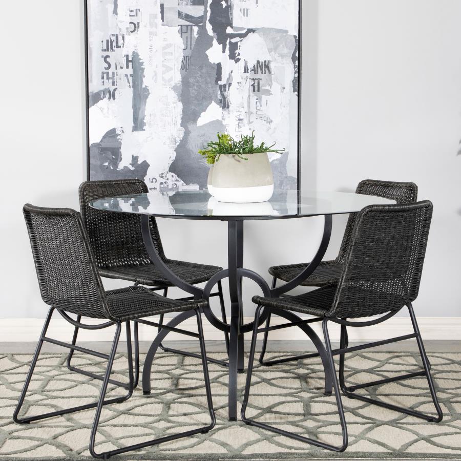 Aviano 48" Round Glass Top Dining Table Clear and Gunmetal - (108291BG)