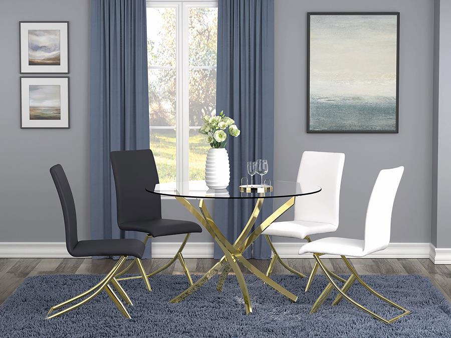 Beckham Round Dining Table Brass and Clear - (108441)