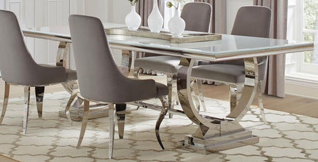 Antoine Rectangle Dining Table White and Chrome - (108811)