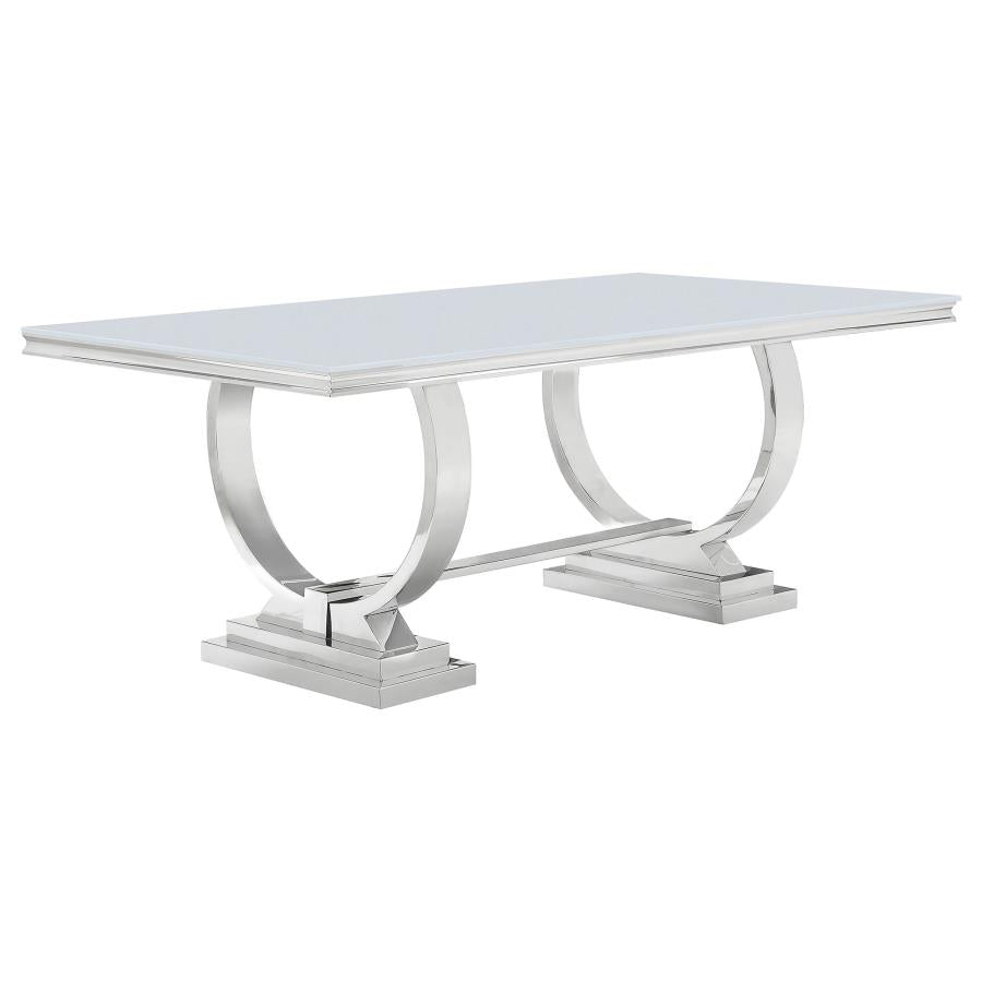Antoine Rectangle Dining Table White and Chrome - (108811)