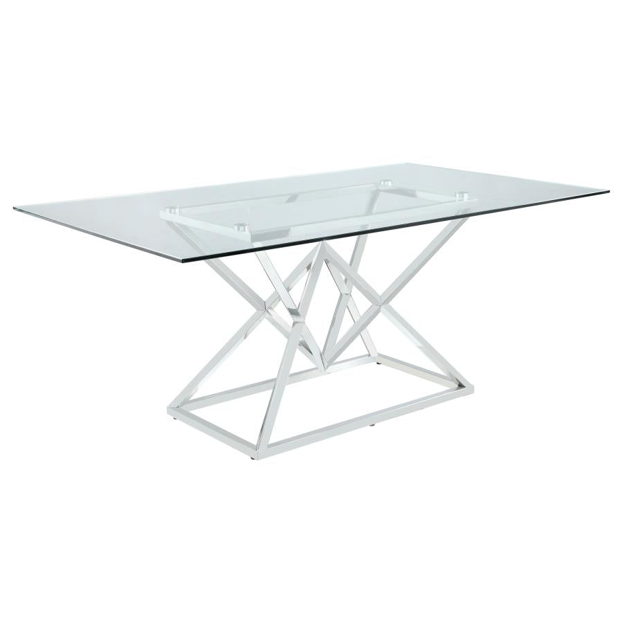 Beaufort Rectangle Glass Top Dining Table Chrome - (109451)