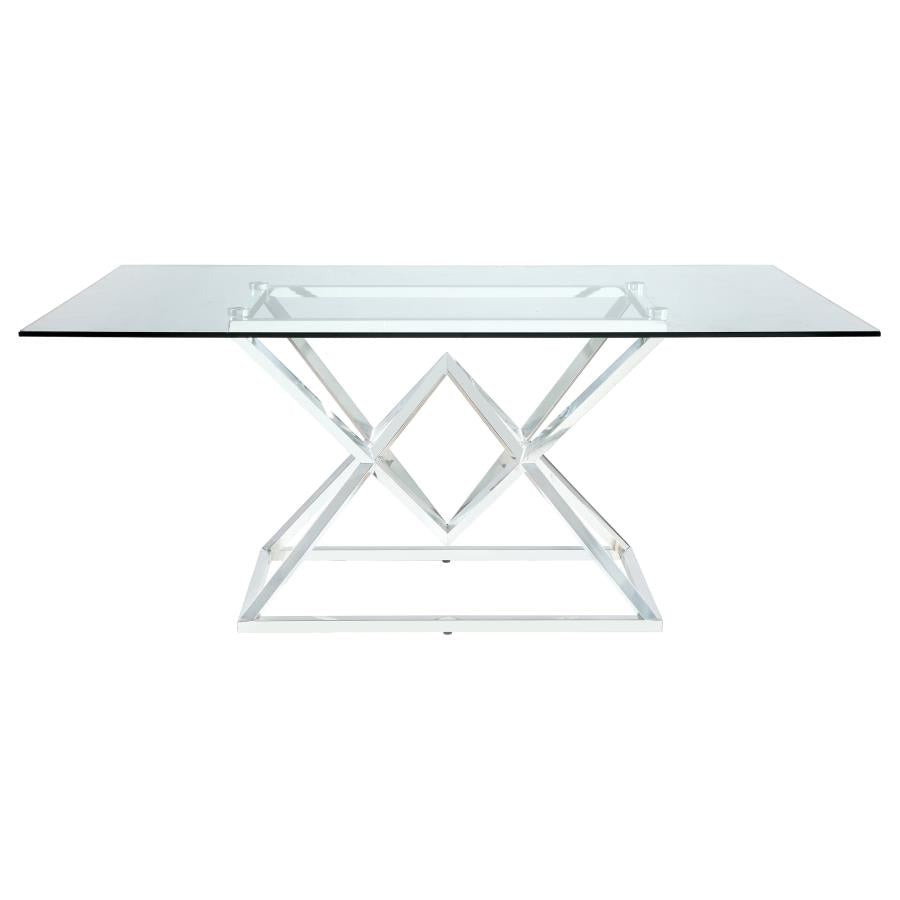 Beaufort Rectangle Glass Top Dining Table Chrome - (109451)