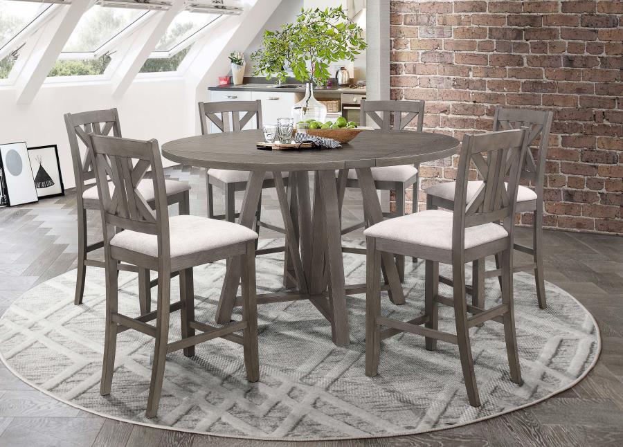 Athens Round Counter Height Table With Drop Leaf Barn Grey - (109858)