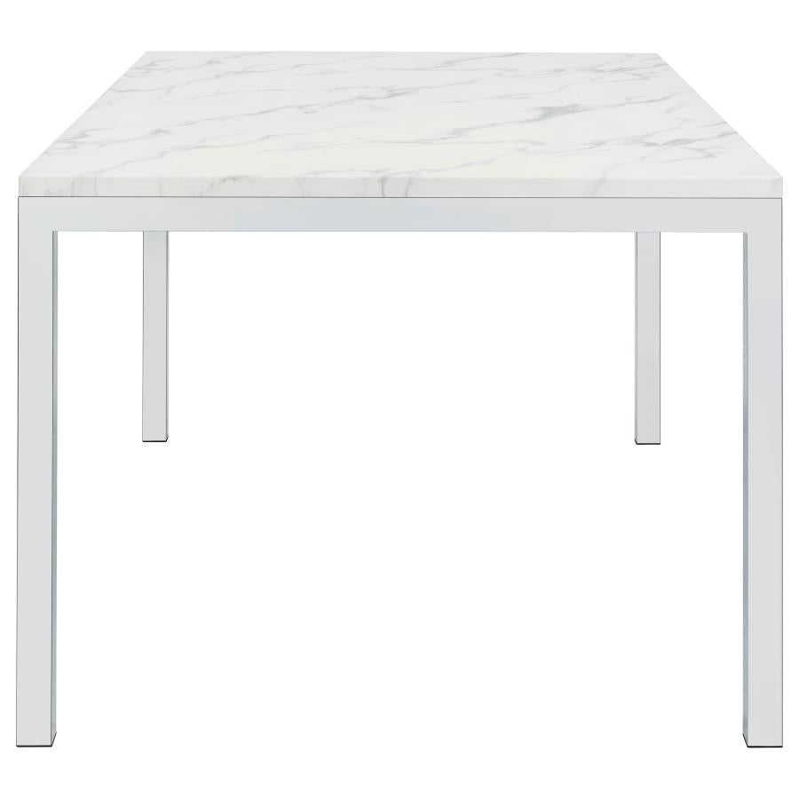Athena Rectangle Dining Table With Marble Top Chrome - (110101)
