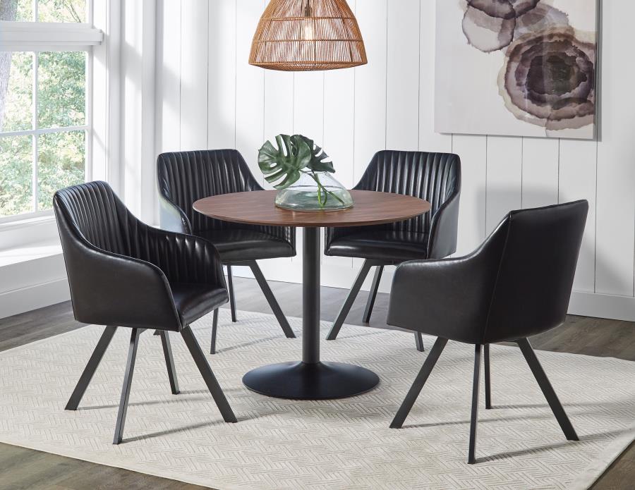 Cora Round Dining Table Walnut and Black - (110280)