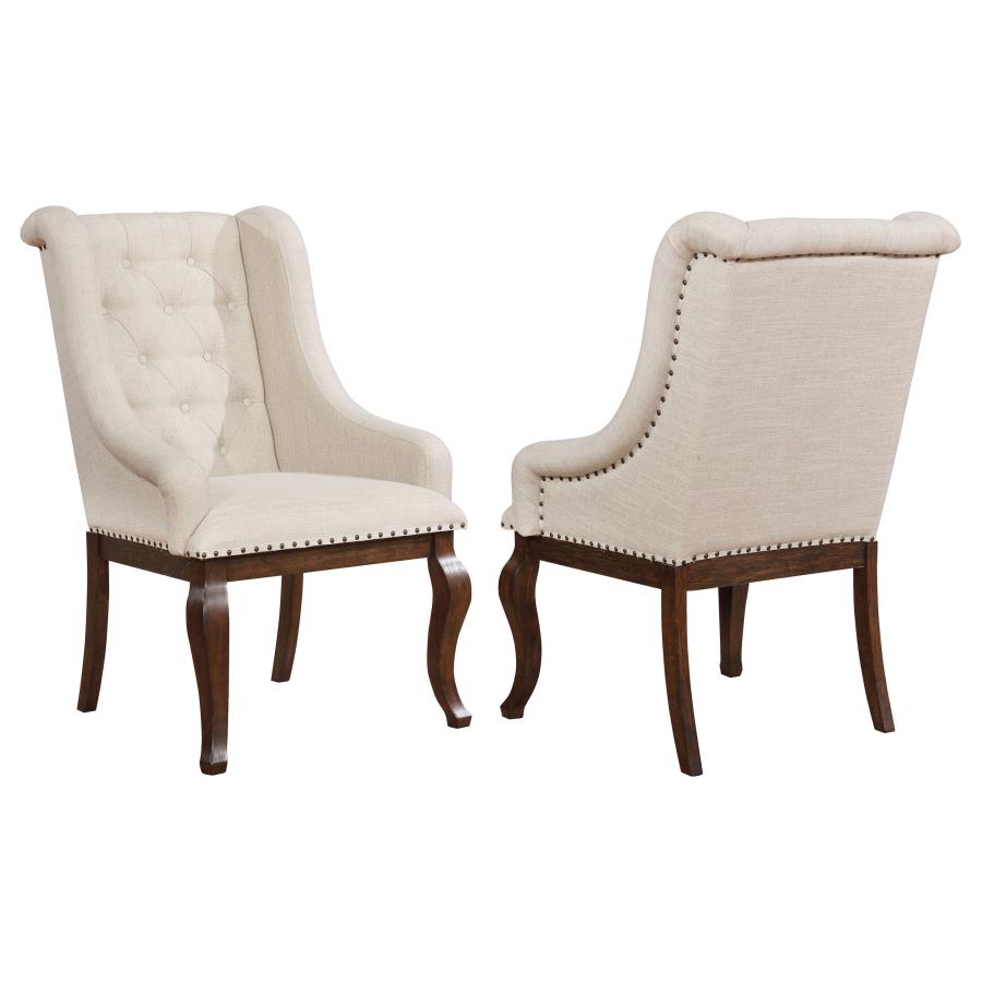 Brockway Tufted Arm Chairs Cream and Antique Java (set of 2) - (110313)