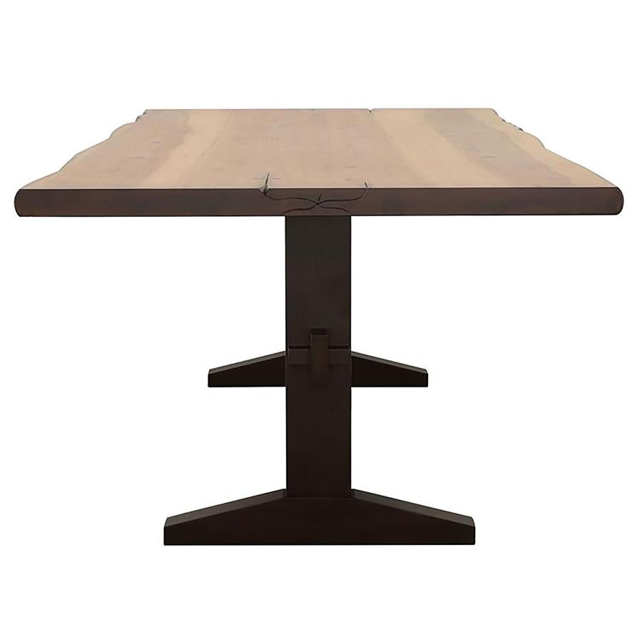 Bexley Live Edge Trestle Dining Table Natural Honey and Espresso - (110331)