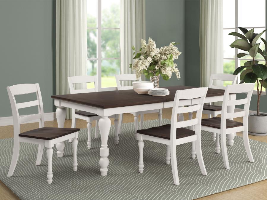 Madelyn Dining Table With Extension Leaf Dark Cocoa and Coastal White - (110381)