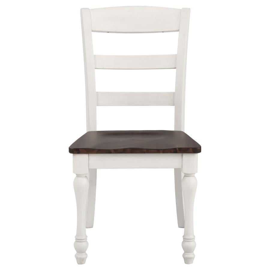Madelyn Ladder Back Side Chairs Dark Cocoa and Coastal White (set of 2) - (110382)