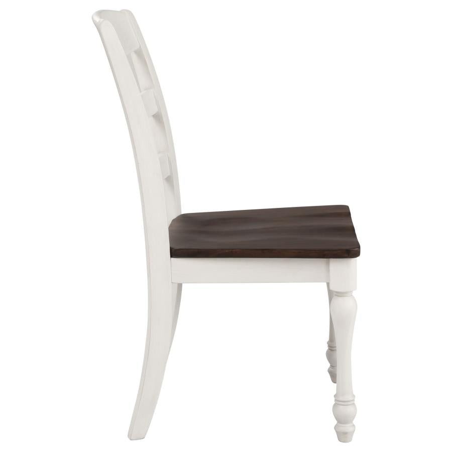 Madelyn Ladder Back Side Chairs Dark Cocoa and Coastal White (set of 2) - (110382)