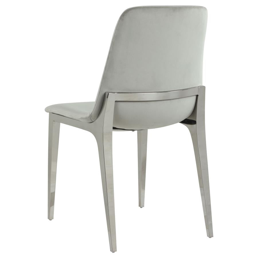 Irene Upholstered Side Chairs Light Grey and Chrome (set of 4) - (110402)