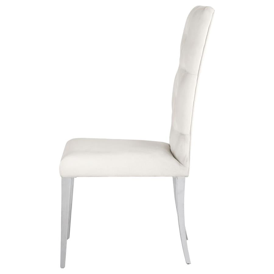 Kerwin Tufted Upholstered Side Chair (set of 2) White and Chrome - (111102)