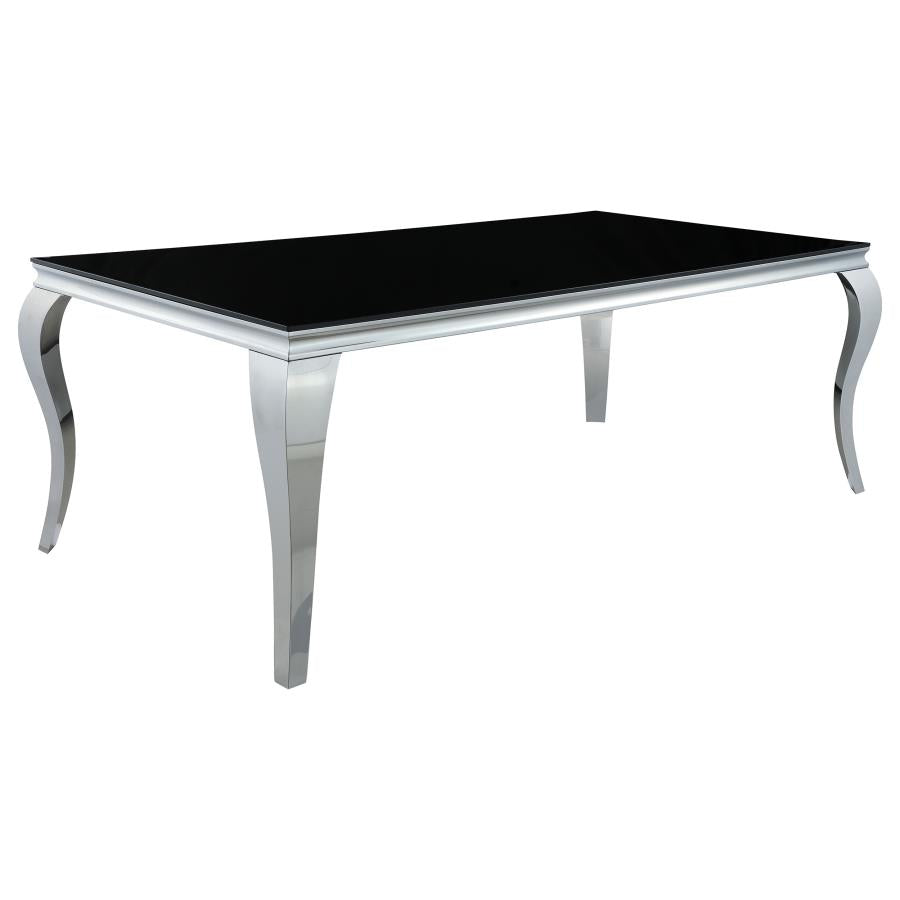 Carone Rectangular Glass Top Dining Table Black and Chrome - (115071)