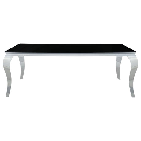 Carone Rectangular Glass Top Dining Table Black and Chrome - (115071)