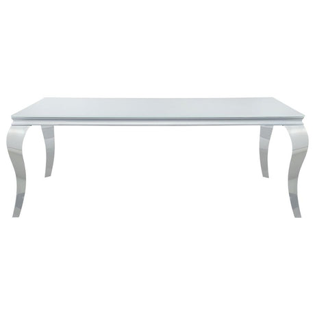 Carone Rectangular Glass Top Dining Table White and Chrome - (115081)