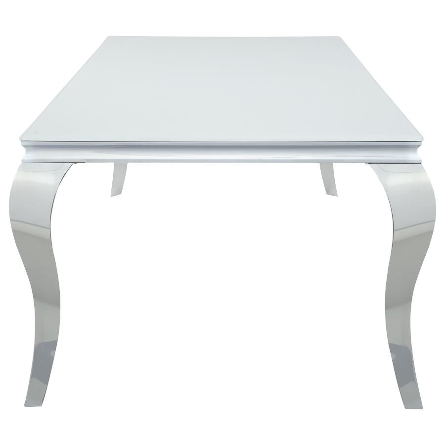 Carone Rectangular Glass Top Dining Table White and Chrome - (115081)