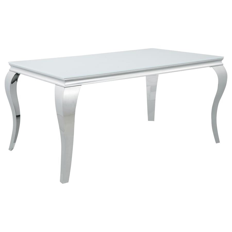 Carone Rectangular Glass Top Dining Table White and Chrome - (115091)