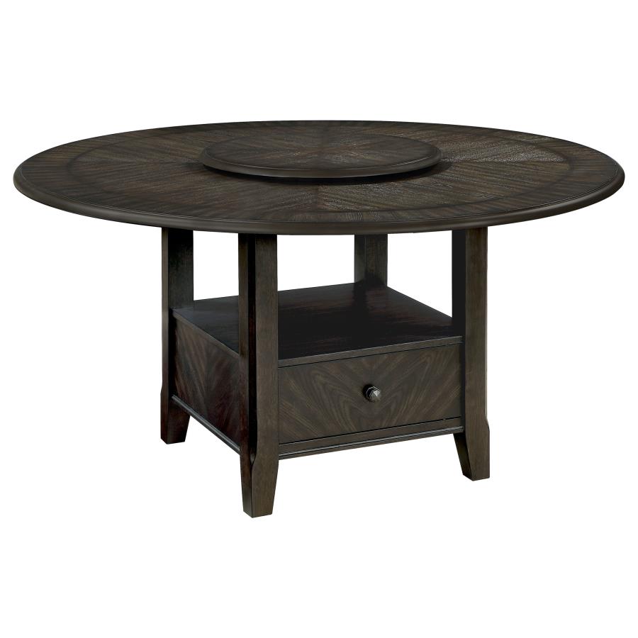 Twyla Round Dining Table With Removable Lazy Susan Dark Cocoa - (115101)