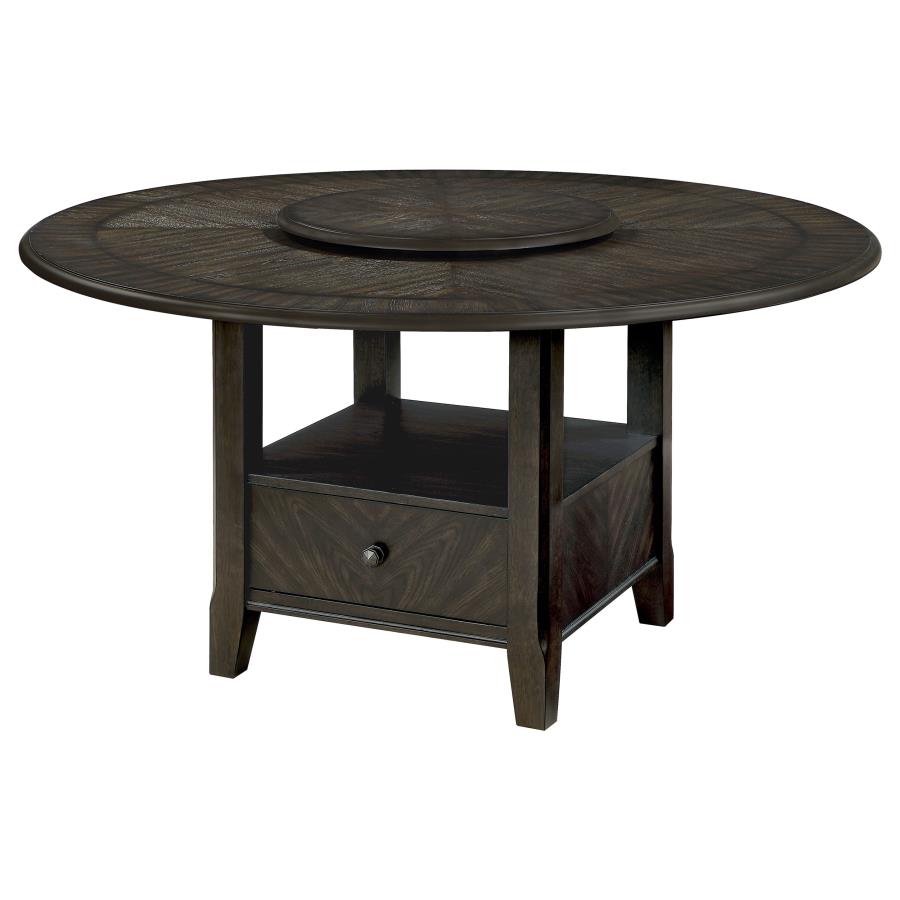 Twyla Round Dining Table With Removable Lazy Susan Dark Cocoa - (115101)