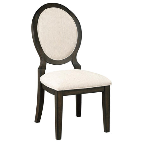 Twyla Upholstered Oval Back Dining Side Chairs Cream and Dark Cocoa (set of 2) - (115102)