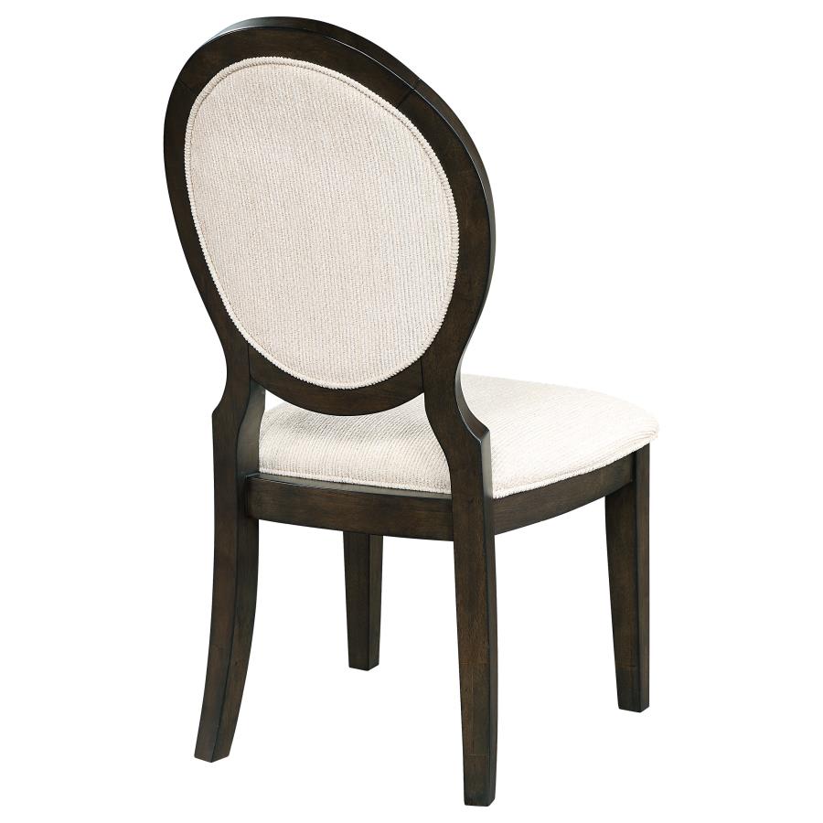 Twyla Upholstered Oval Back Dining Side Chairs Cream and Dark Cocoa (set of 2) - (115102)