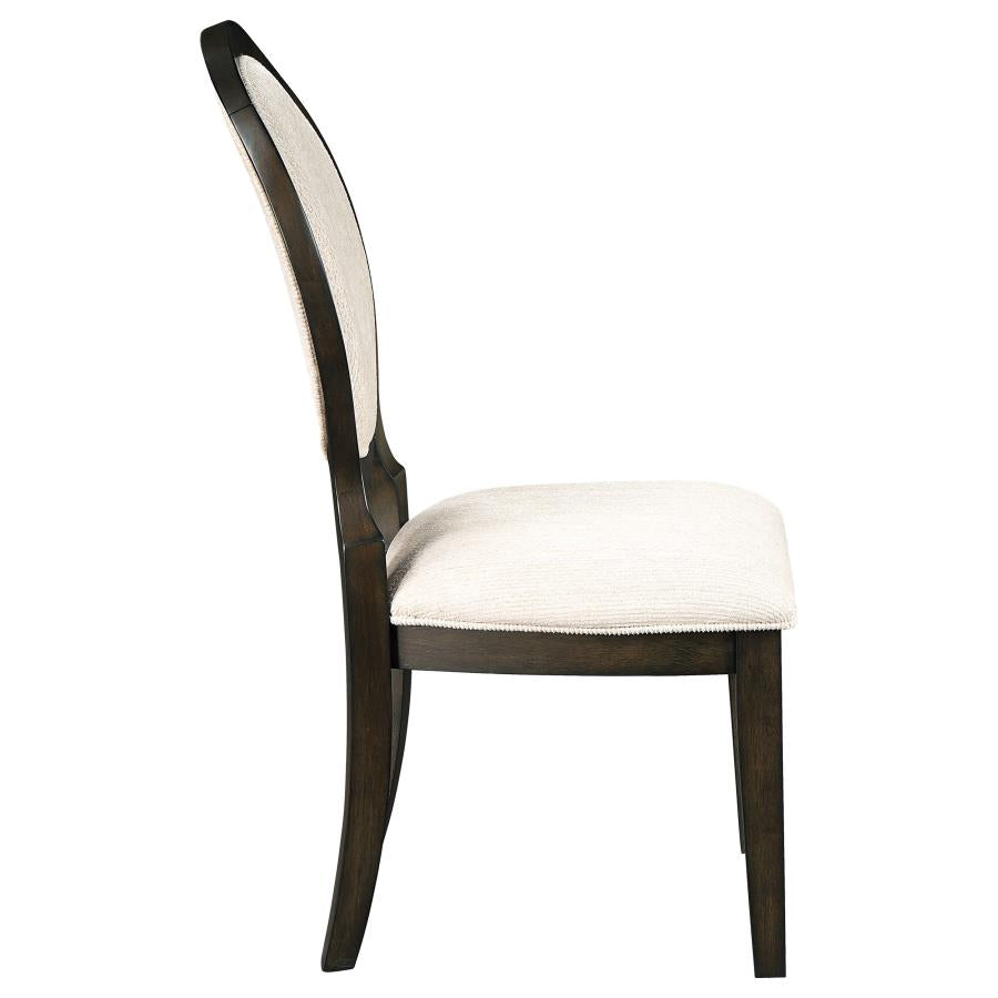 Twyla Upholstered Oval Back Dining Side Chairs Cream and Dark Cocoa (set of 2) - (115102)