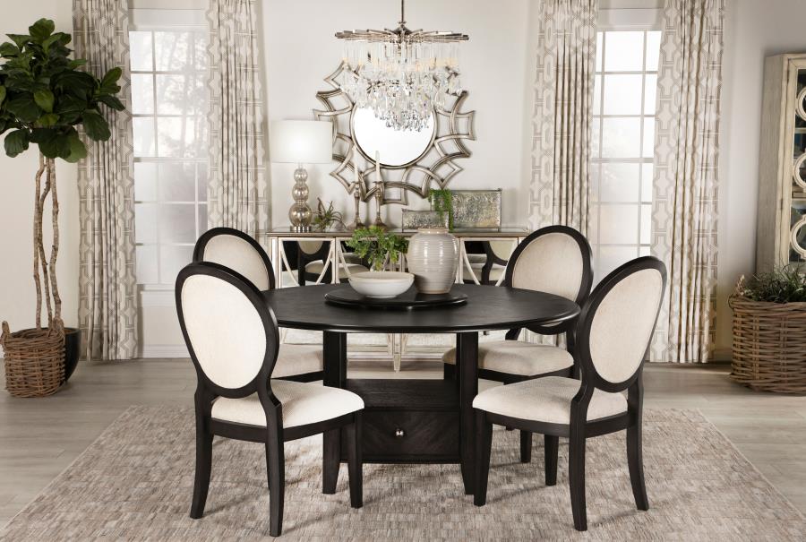 Twyla Upholstered Oval Back Dining Side Chairs Cream and Dark Cocoa (set of 2) - (115102)