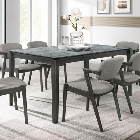 Stevie Rectangular Faux Marble Top Dining Table Grey and Black - (115111SLT)