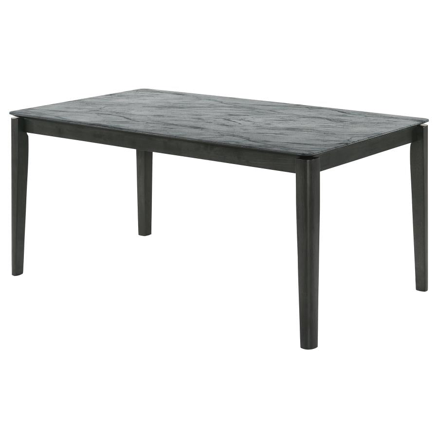Stevie Rectangular Faux Marble Top Dining Table Grey and Black - (115111SLT)