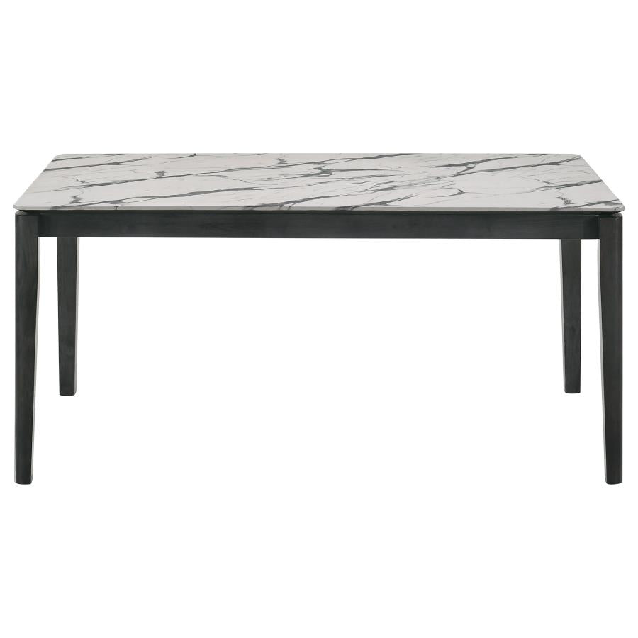 Stevie Rectangular Faux Marble Top Dining Table White and Black - (115111WG)