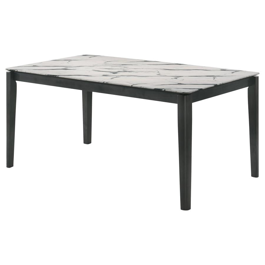Stevie Rectangular Faux Marble Top Dining Table White and Black - (115111WG)