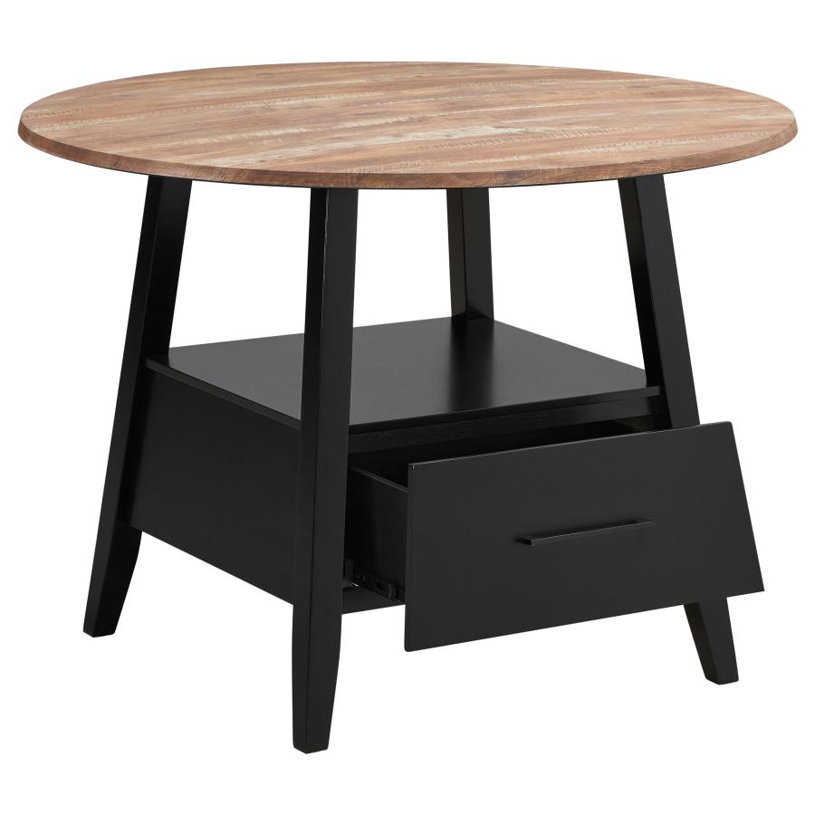 Gibson 1-drawer Round Counter Height Table Yukon Oak and Black - (115158)