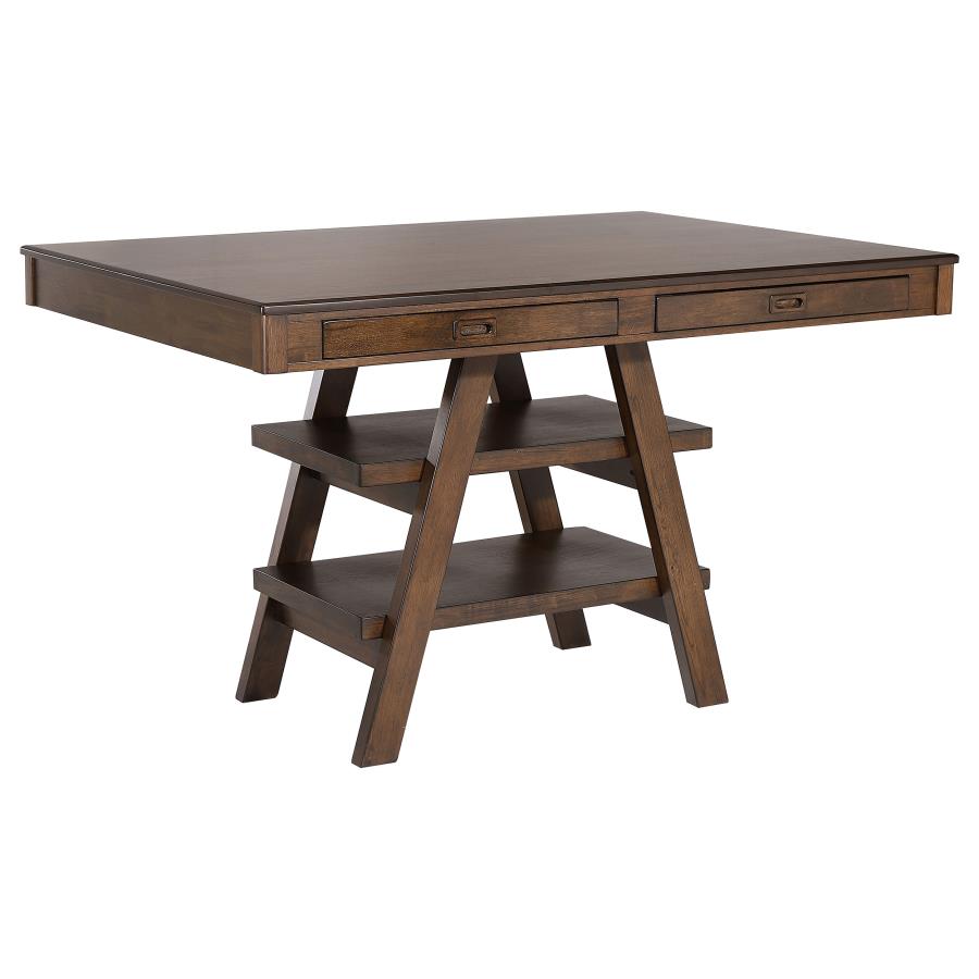Dewey 2-drawer Counter Height Table With Open Shelves Walnut - (115208)