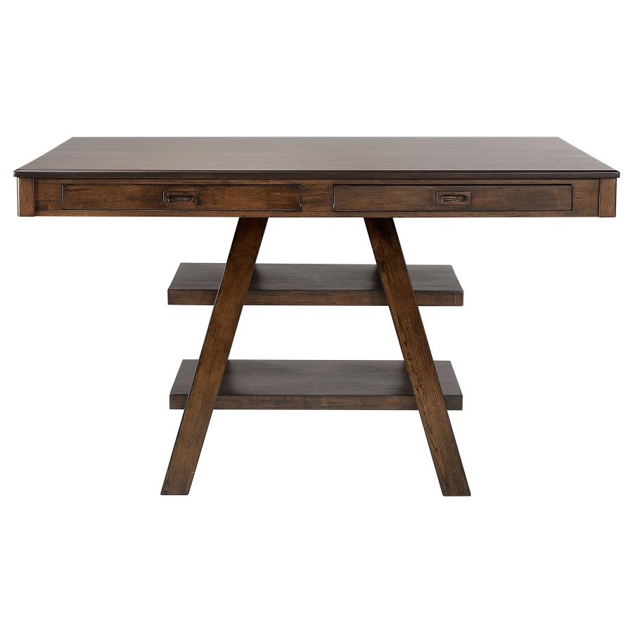 Dewey 2-drawer Counter Height Table With Open Shelves Walnut - (115208)