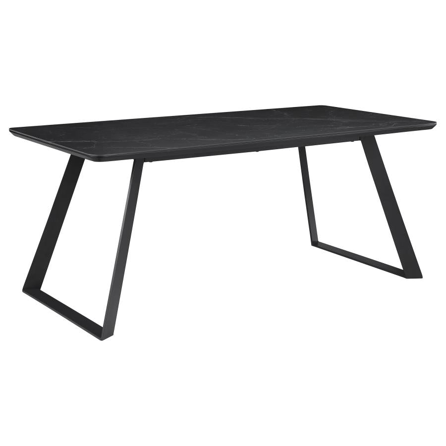 Smith Rectangle Ceramic Top Dining Table Black and Gunmetal - (115231)